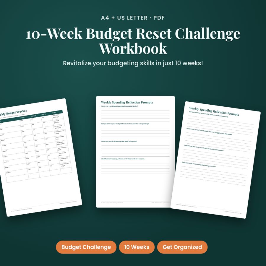 10-Week Budget Reset Challenge Workbook | Printable PDF