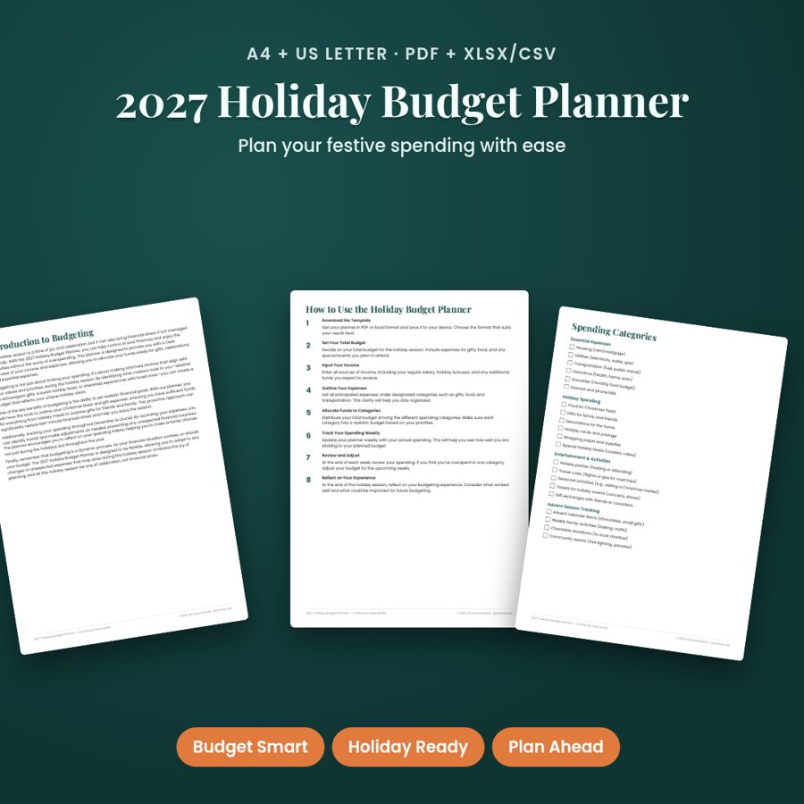 2027 Holiday Budget Planner – Christmas Feast Buffer | PDF + Excel