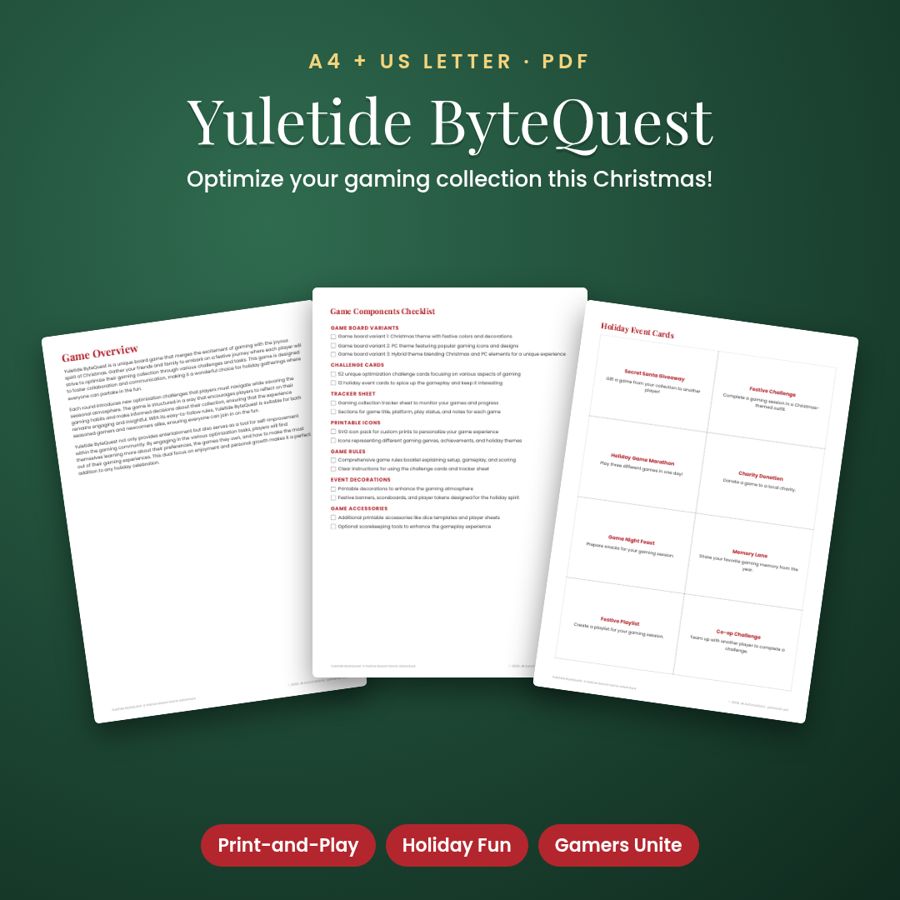 A Festive Board Game Adventure | Printable PDF – Yuletide ByteQuest