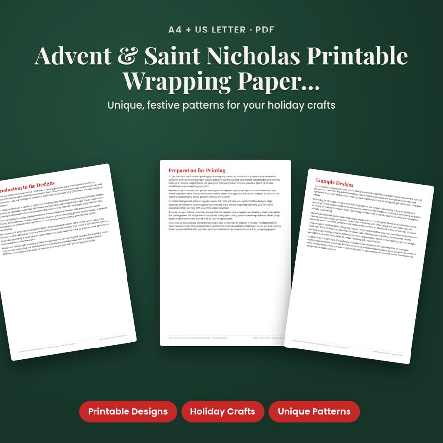 Advent & Saint Nicholas Printable Wrapping Paper – Traditional Designs