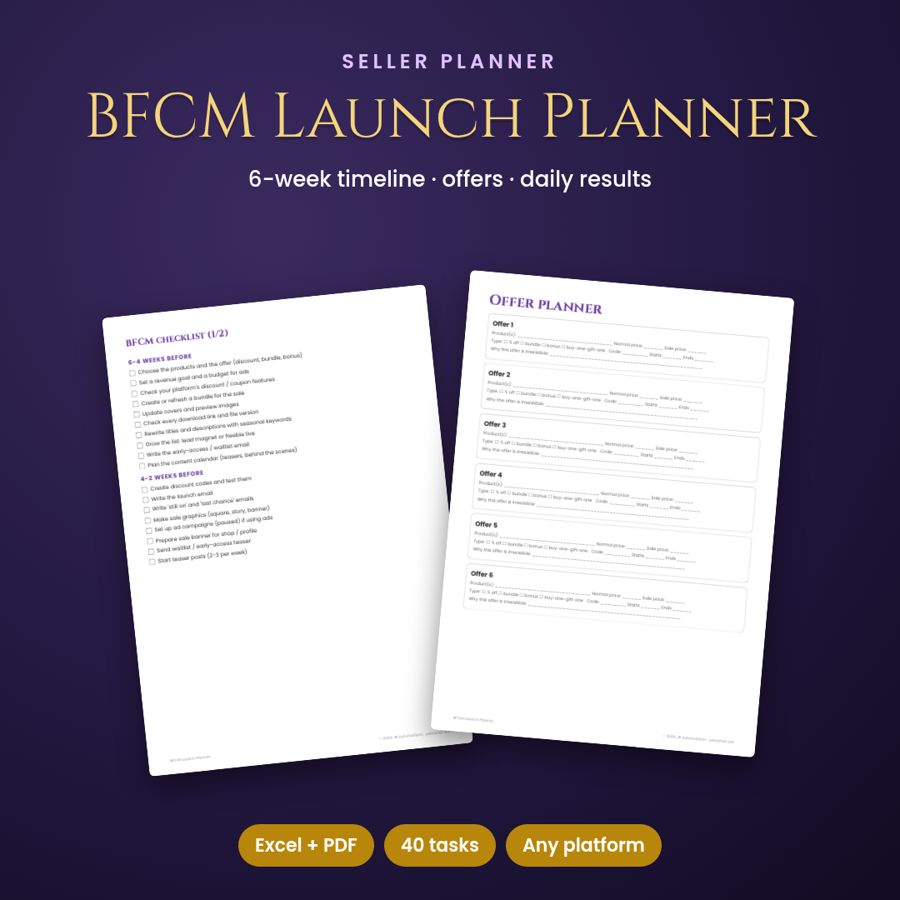 Black Friday & Cyber Monday Launch Planner | 6-Week Seller Timeline