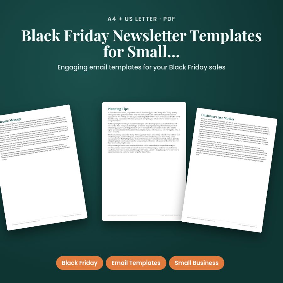 Black Friday Newsletter Templates for Small Businesses | Printable PDF