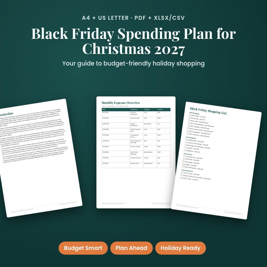 Black Friday Spending Plan for Christmas 2027 | PDF + Excel