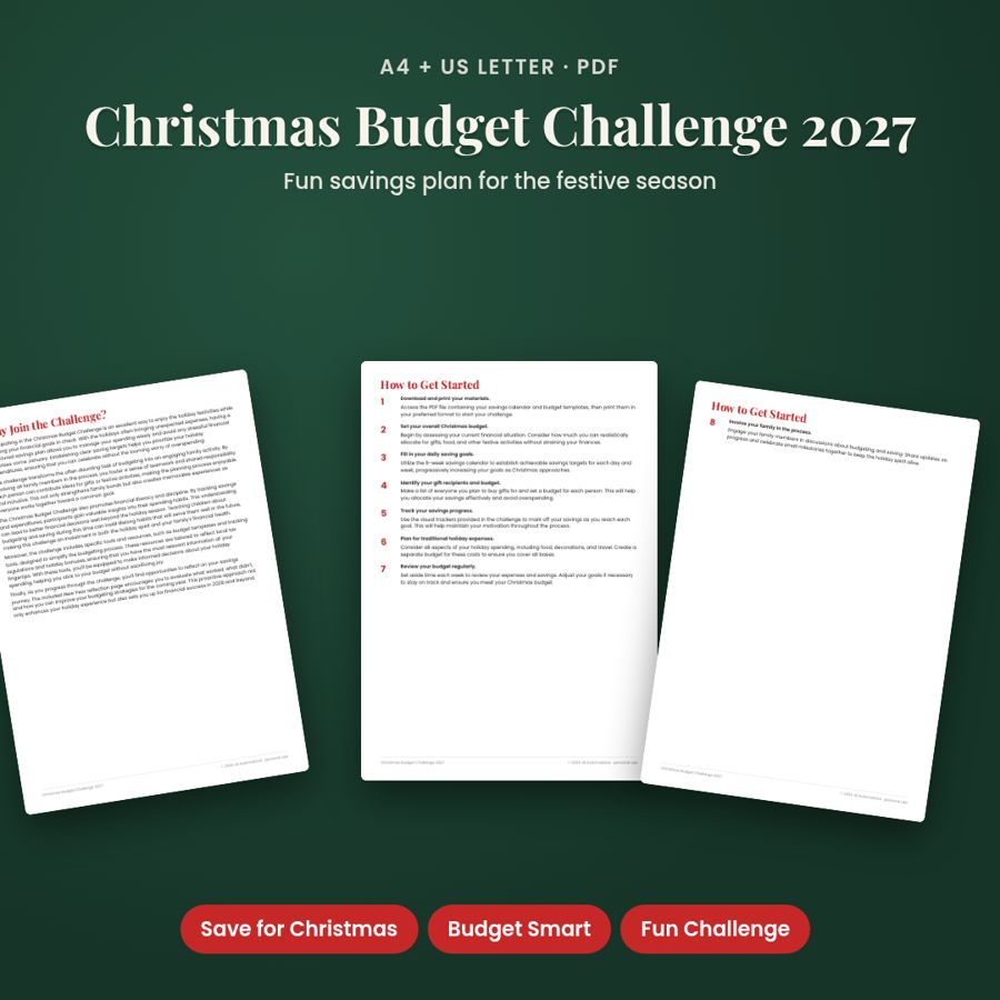 Christmas Budget Challenge 2027 | Printable PDF, A4 + US Letter
