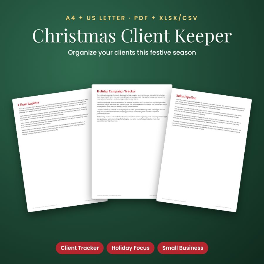 Christmas Client Keeper: Your Holiday CRM Solution | PDF + Excel