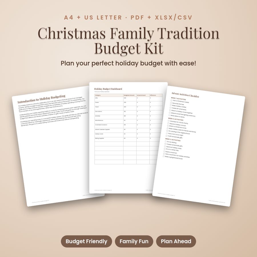 Christmas Family Tradition Budget Kit | Printable PDF + Excel Template