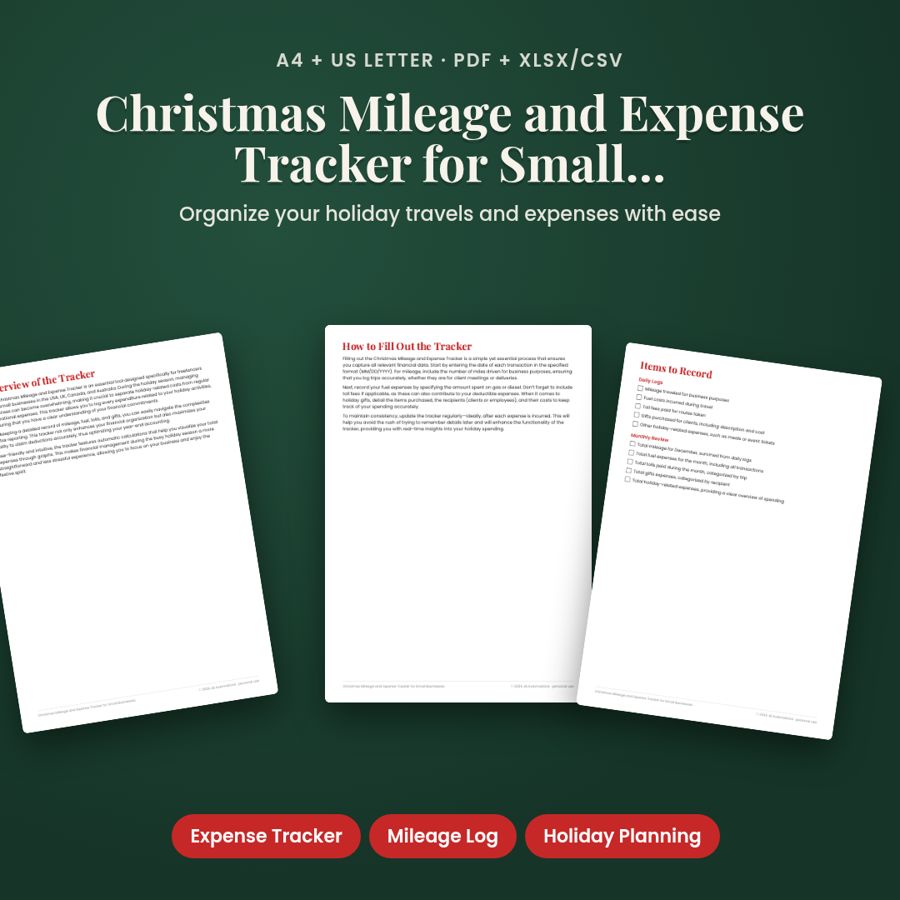 Christmas Mileage and Expense Tracker for Small Businesses
