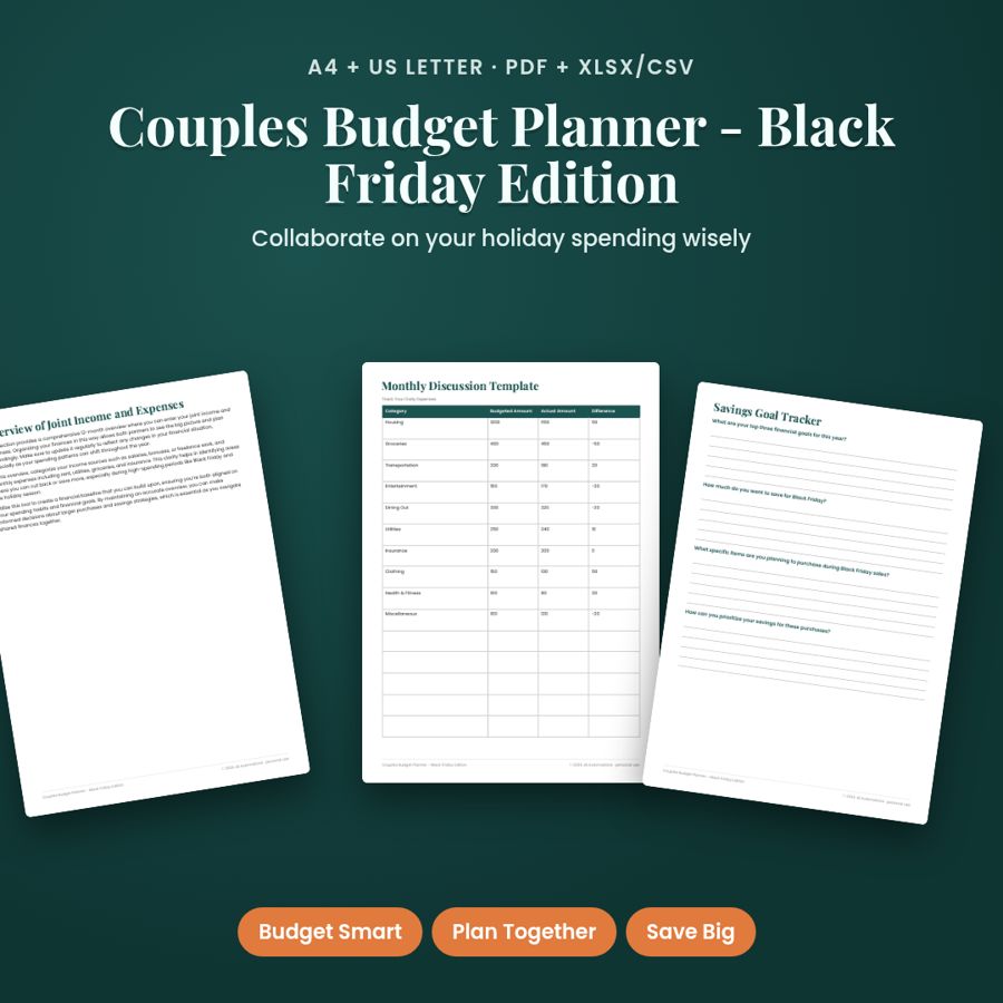 Couples Budget Planner - Black Friday Edition | PDF + Excel