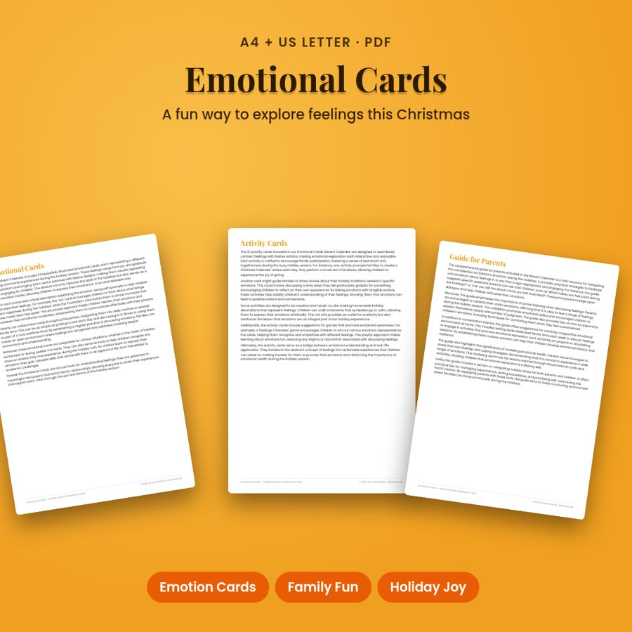 Emotional Cards – Holiday Advent Calendar for Kids | Printable PDF