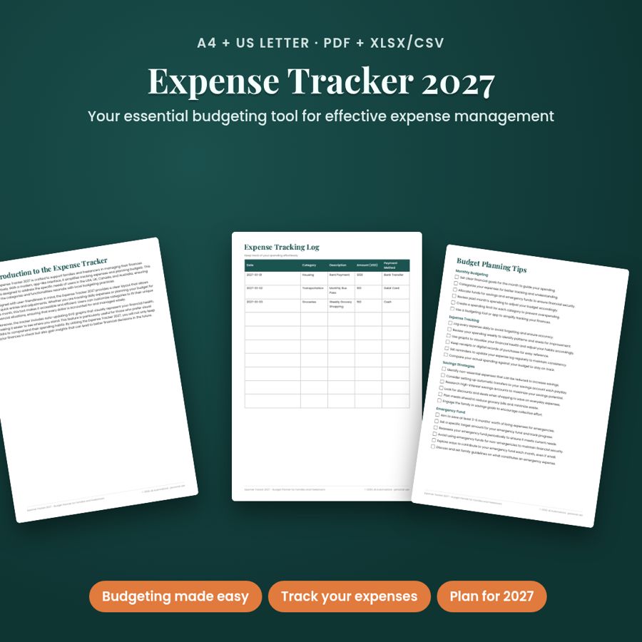 Expense Tracker 2027 - Budget Planner for Families and Freelancers