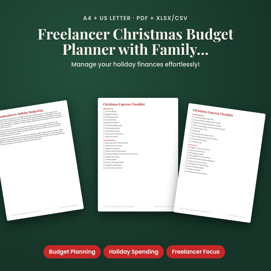 Freelancer Christmas Budget Planner with Family Budget 2027