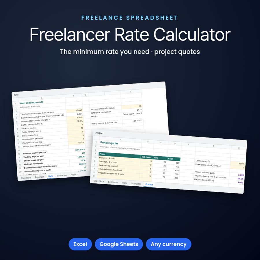 Freelancer Rate Calculator | Hourly Rate & Project Price Sheet