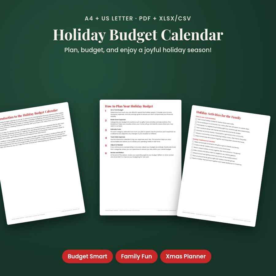 Holiday Budget Calendar – Family Pack for a Stress-Free Christmas