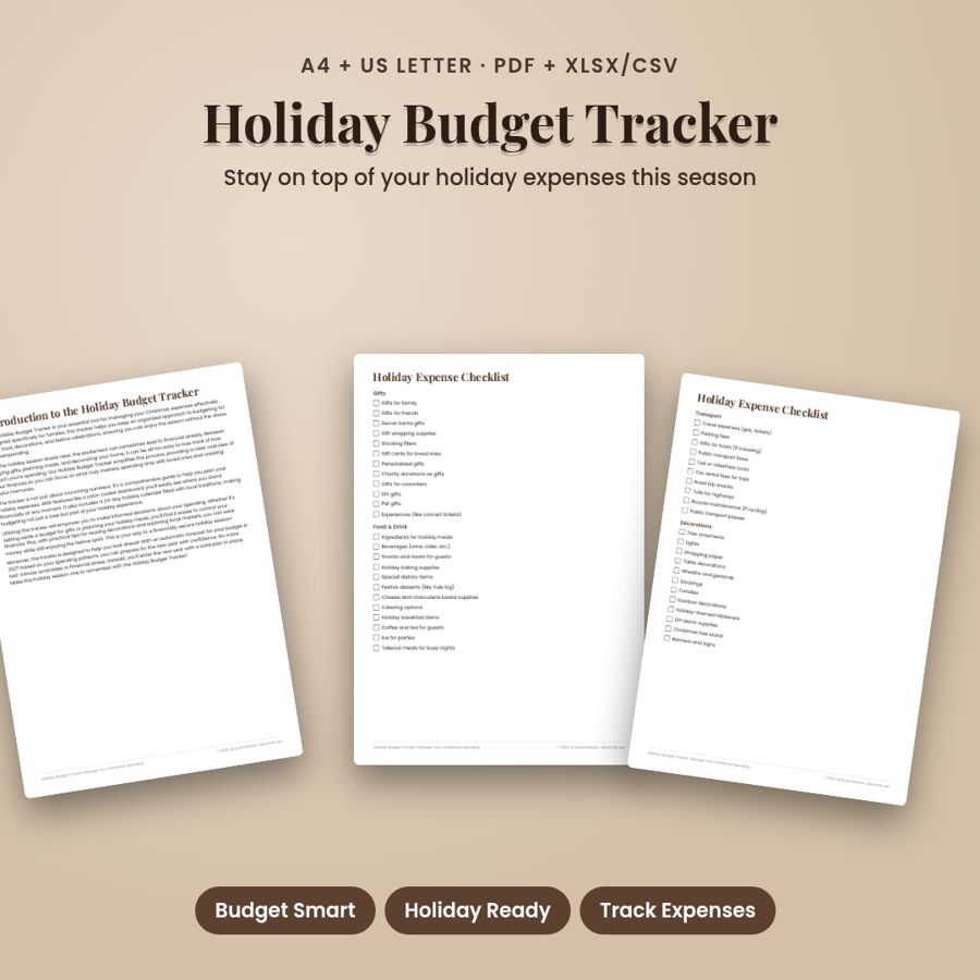 Holiday Budget Tracker: Manage Your Christmas Spending | PDF + Excel