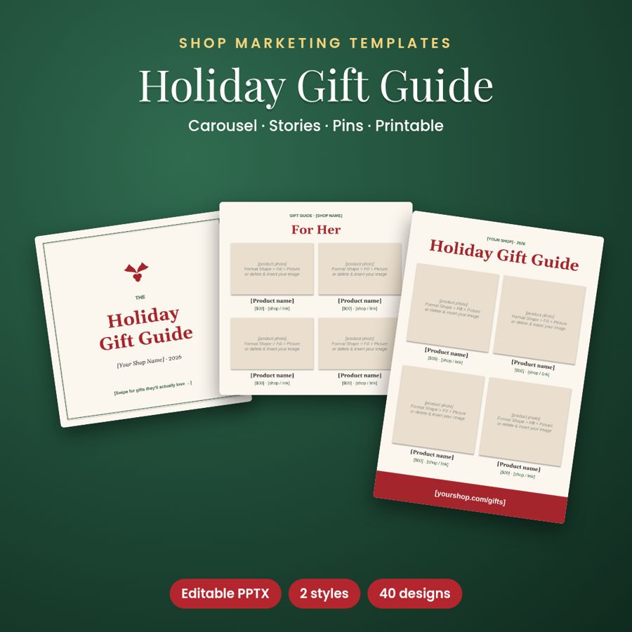 Holiday Gift Guide Template for Shops | Instagram, Pins & PDF – preview
