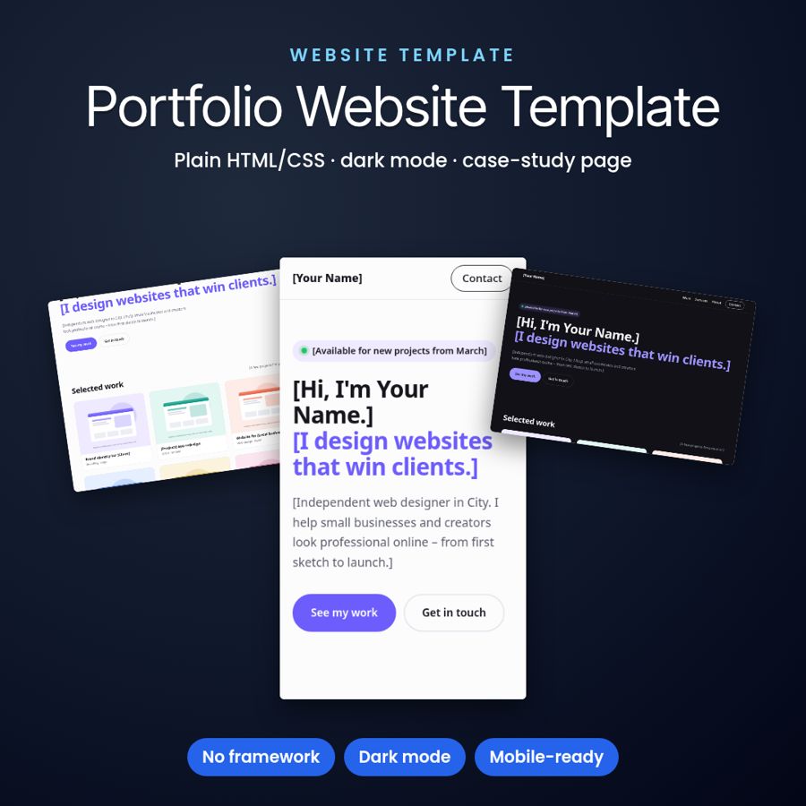 HTML Portfolio Website Template | Responsive, Dark Mode, No Framework
