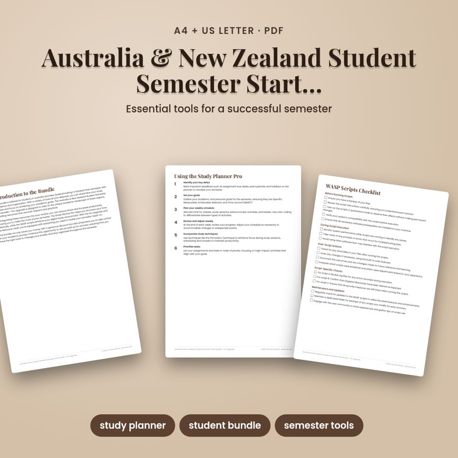 Australia &amp; New Zealand Student Semester Start Bundle + Pro Upgrade