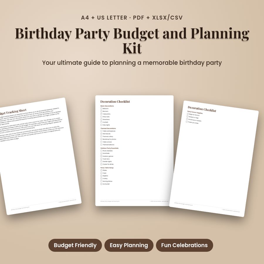 Birthday Party Budget and Planning Kit