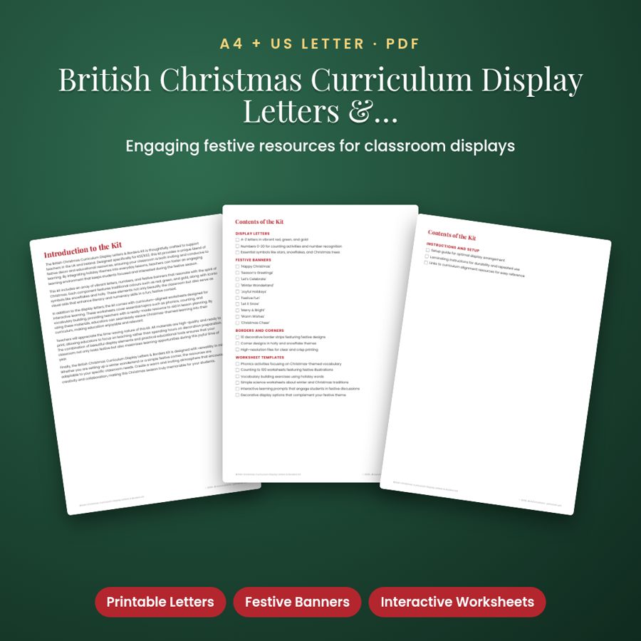 British Christmas Curriculum Display Letters &amp; Borders Kit