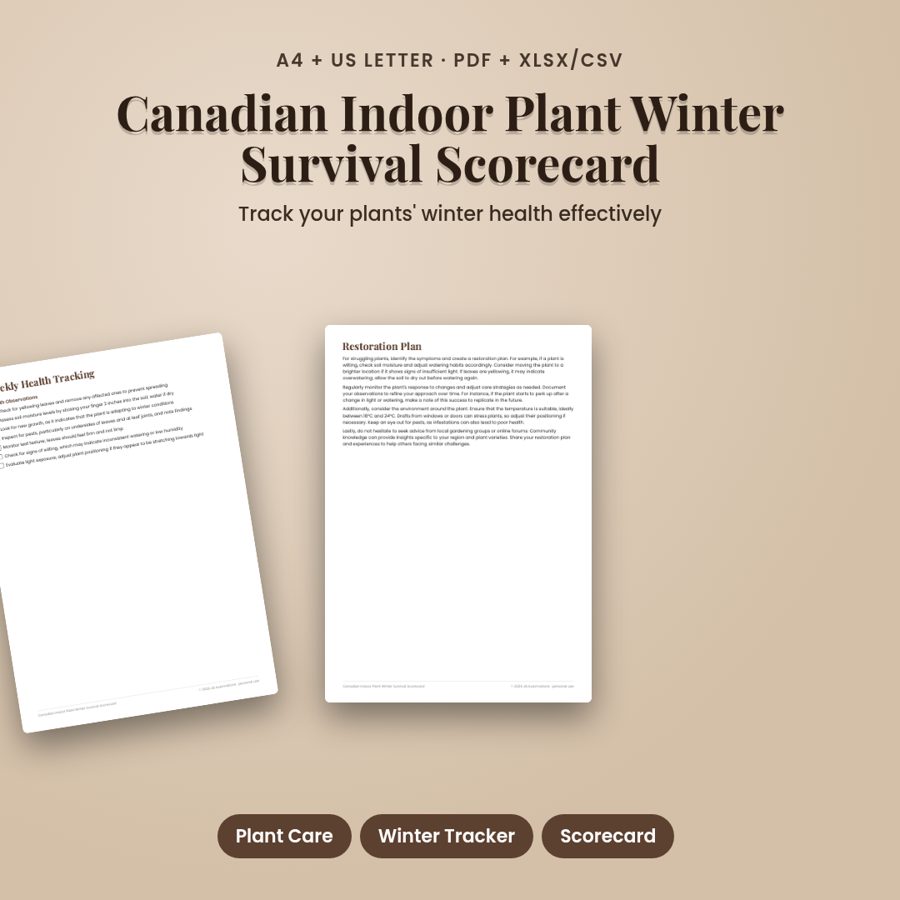 Canadian Indoor Plant Winter Survival Scorecard