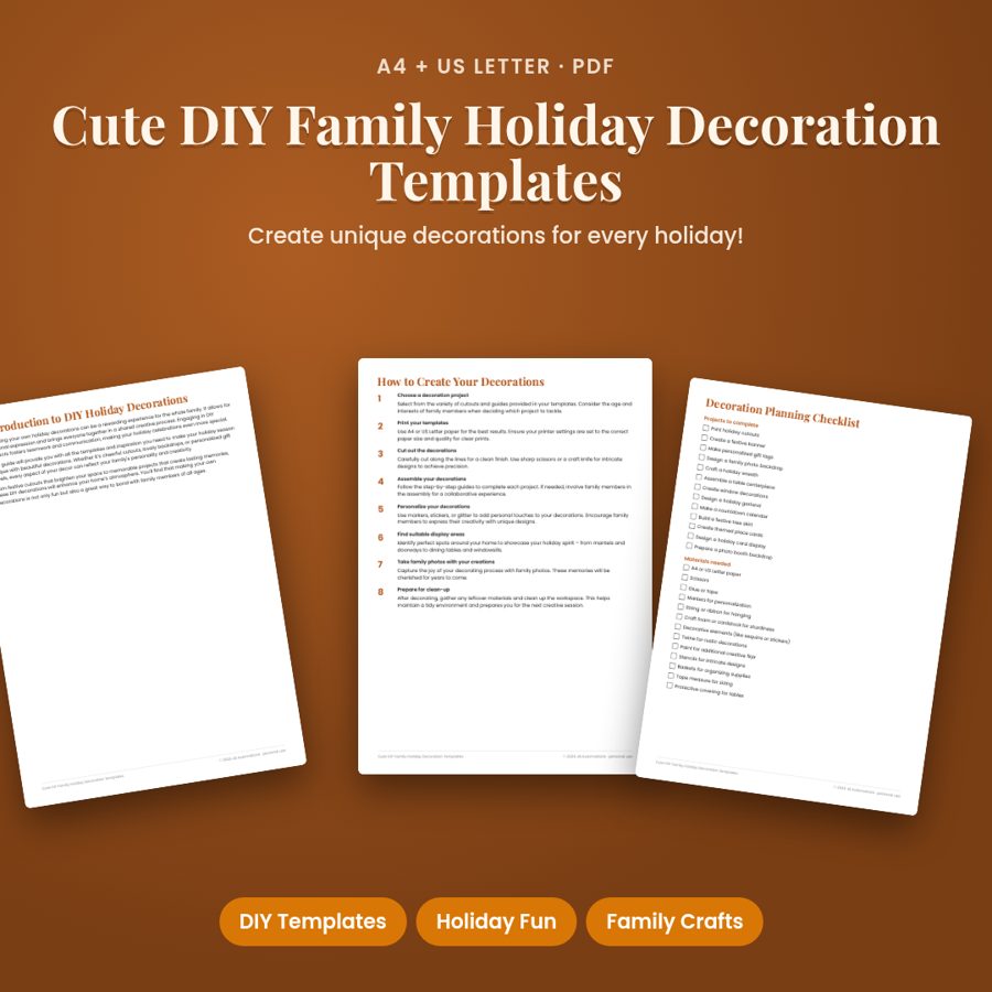 Cute DIY Family Holiday Decoration Templates