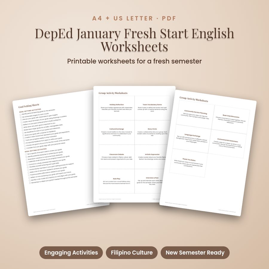 DepEd January Fresh Start English Worksheets