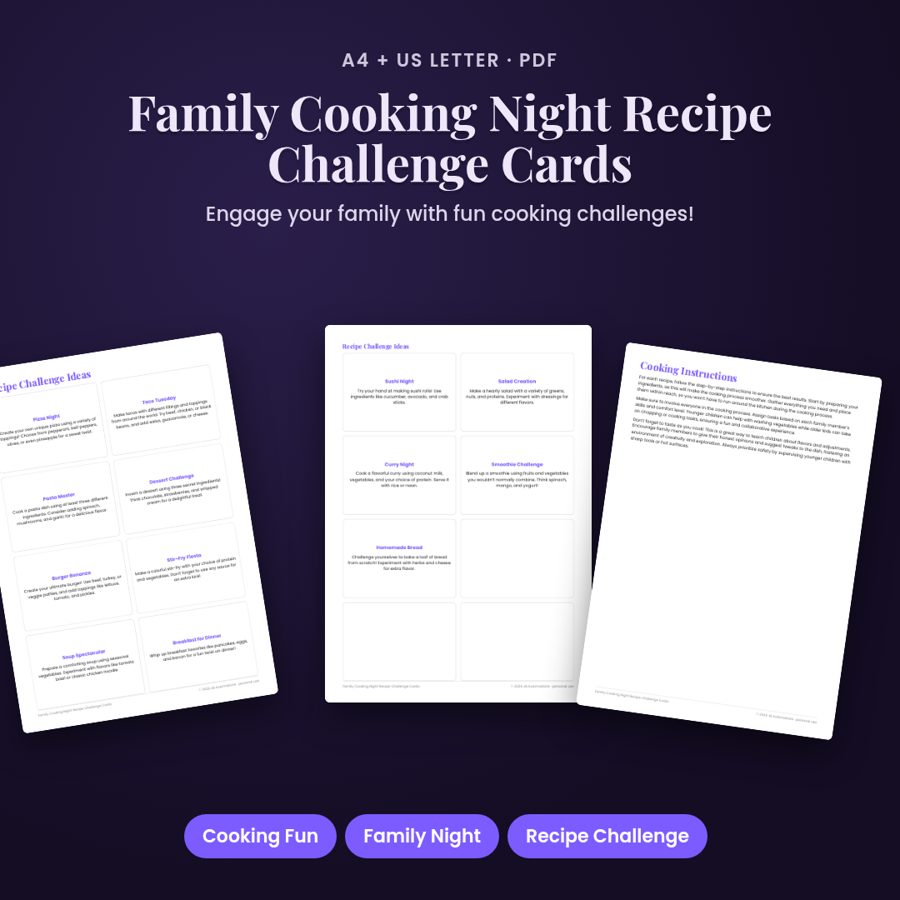 Family Cooking Night Recipe Challenge Cards