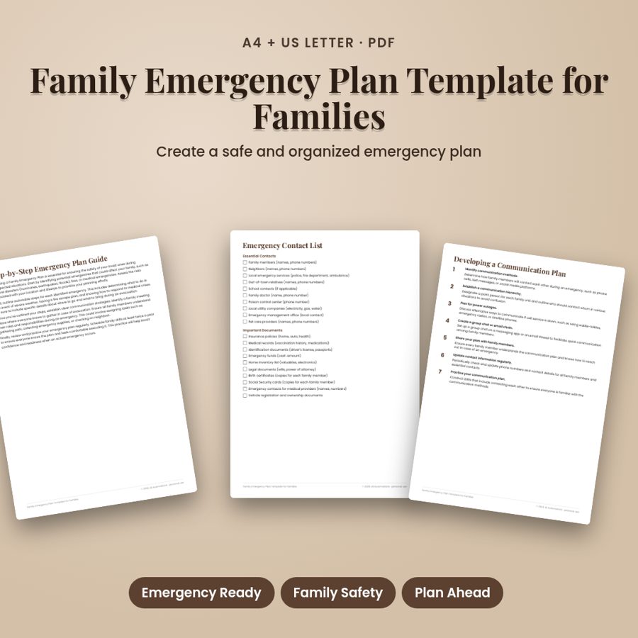 Family Emergency Plan Template for Families