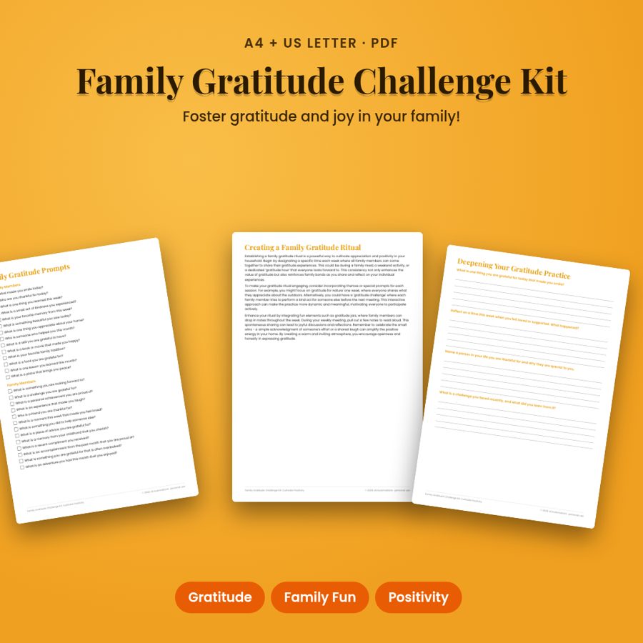 Family Gratitude Challenge Kit: Cultivate Positivity