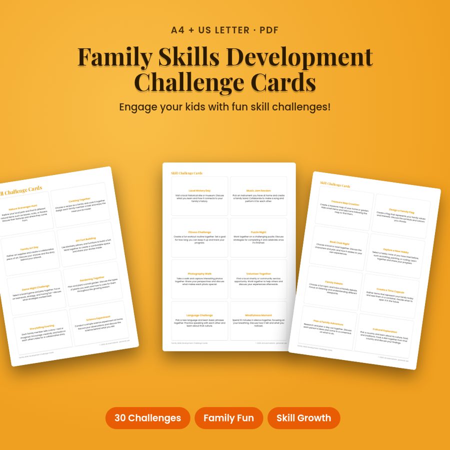 Family Skills Development Challenge Cards