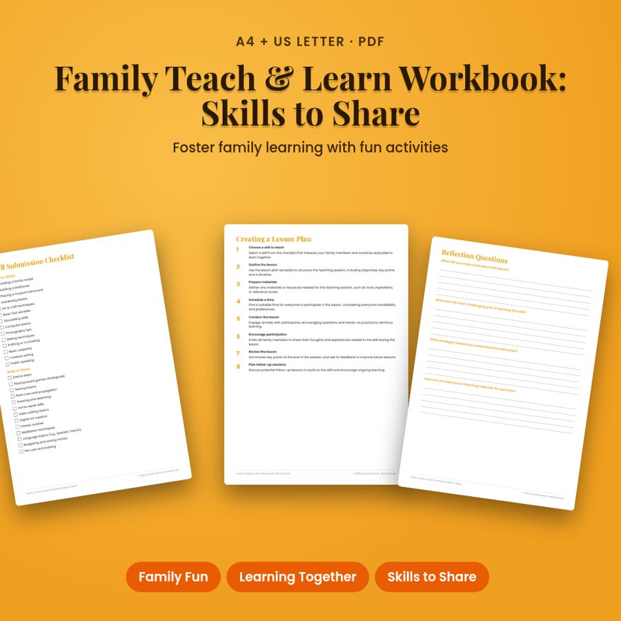 Family Teach &amp; Learn Workbook: Skills to Share