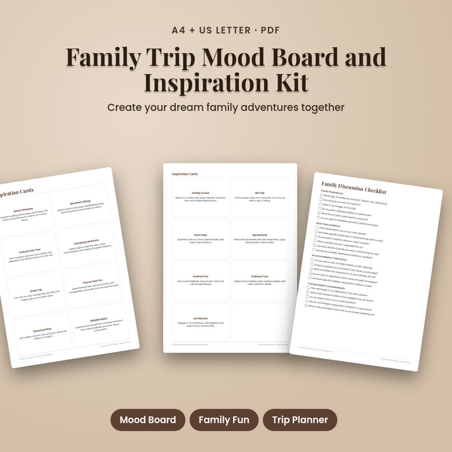 Family Trip Mood Board and Inspiration Kit
