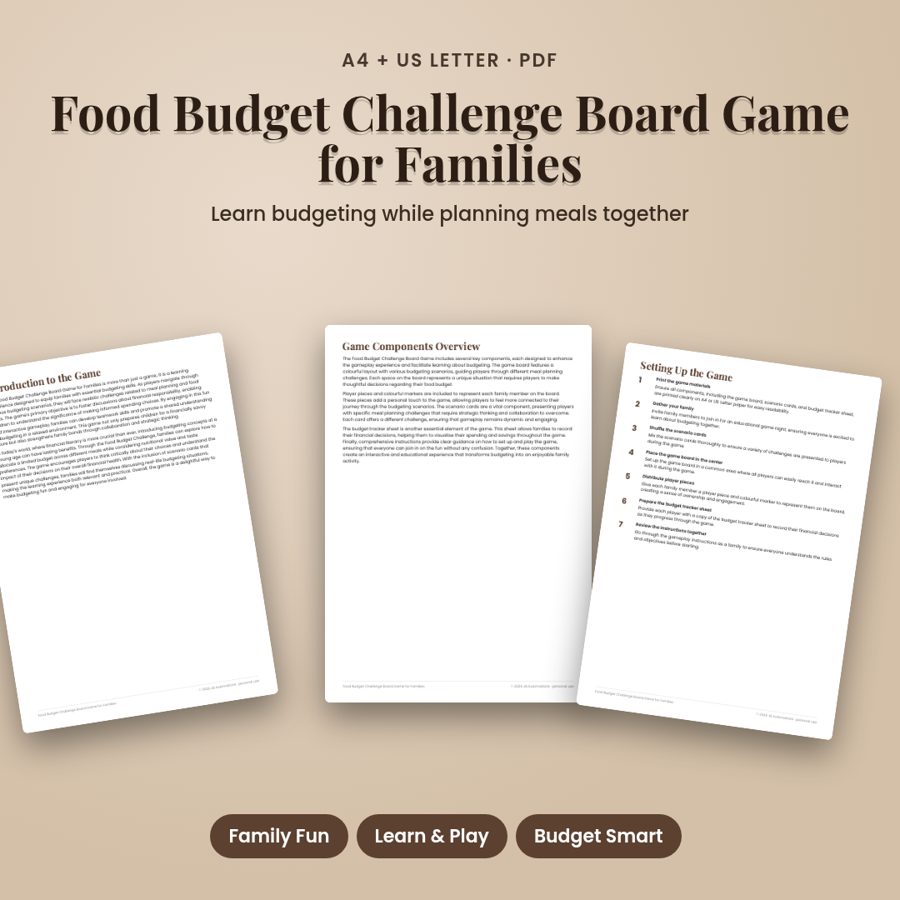 Food Budget Challenge Board Game for Families