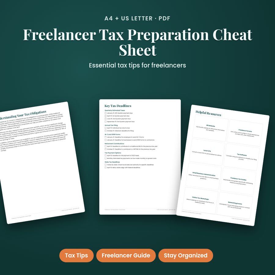 Freelancer Tax Preparation Cheat Sheet