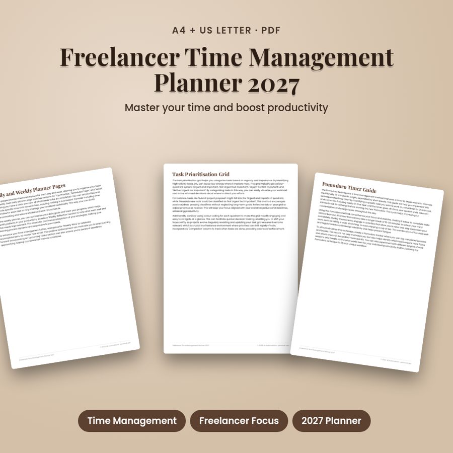 Freelancer Time Management Planner 2027