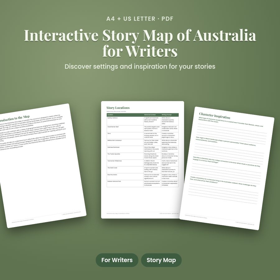 Interactive Story Map of Australia for Writers