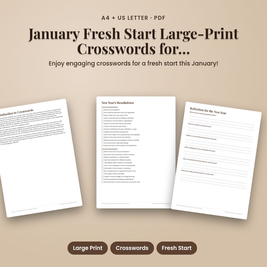 January Fresh Start Large-Print Crosswords for Seniors