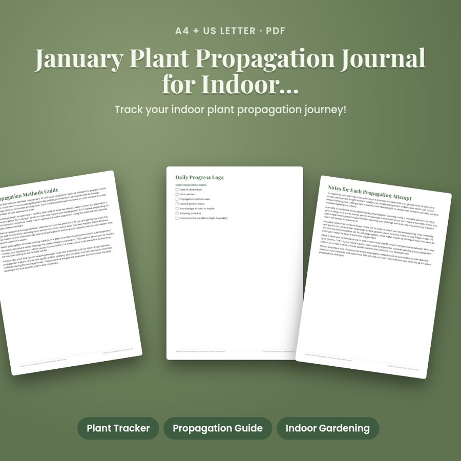 January Plant Propagation Journal for Indoor Plant Lovers