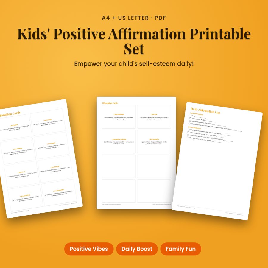 Kids' Positive Affirmation Printable Set