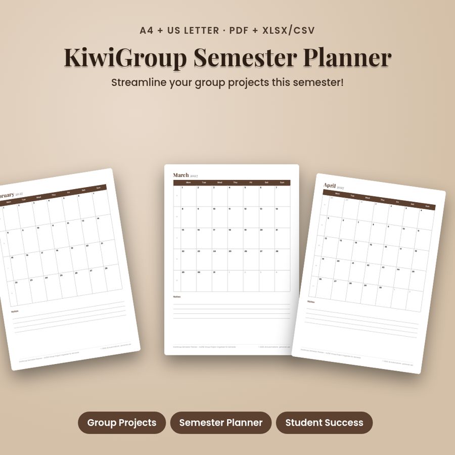 KiwiGroup Semester Planner – AU/NZ Group Project Organizer for Semester 1