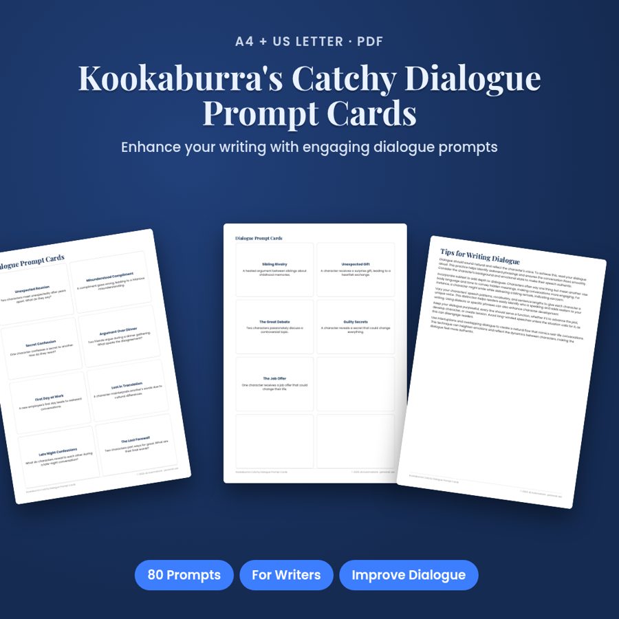 Kookaburra's Catchy Dialogue Prompt Cards