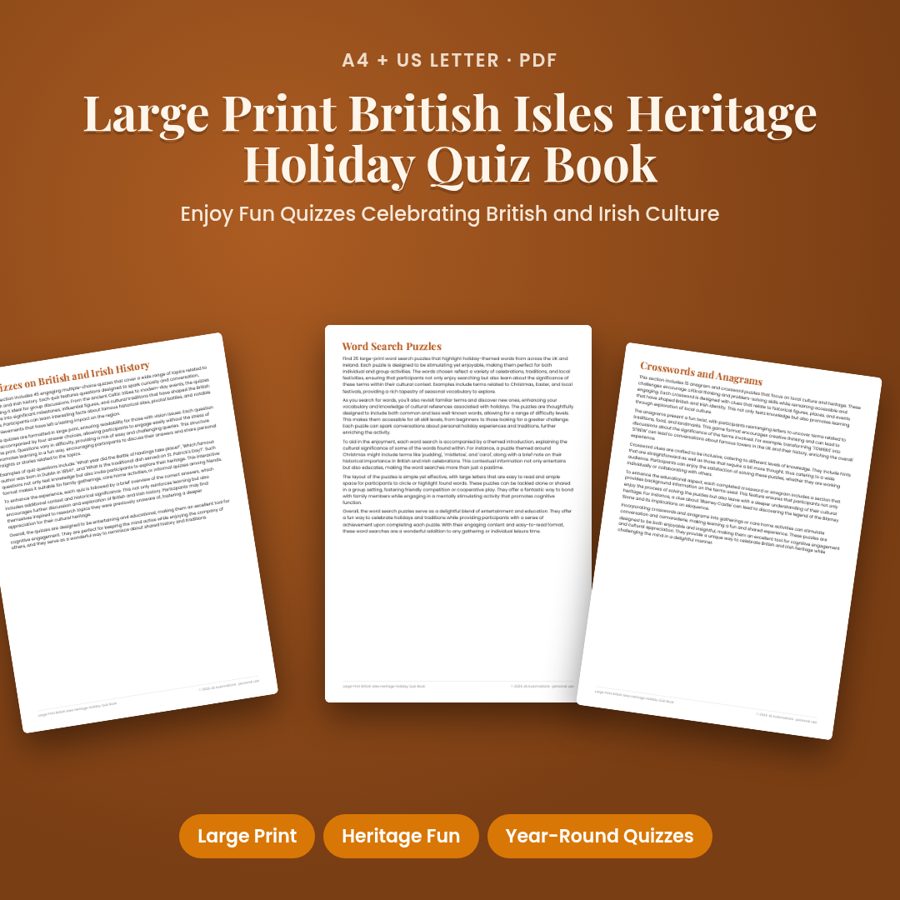 Large Print British Isles Heritage Holiday Quiz Book