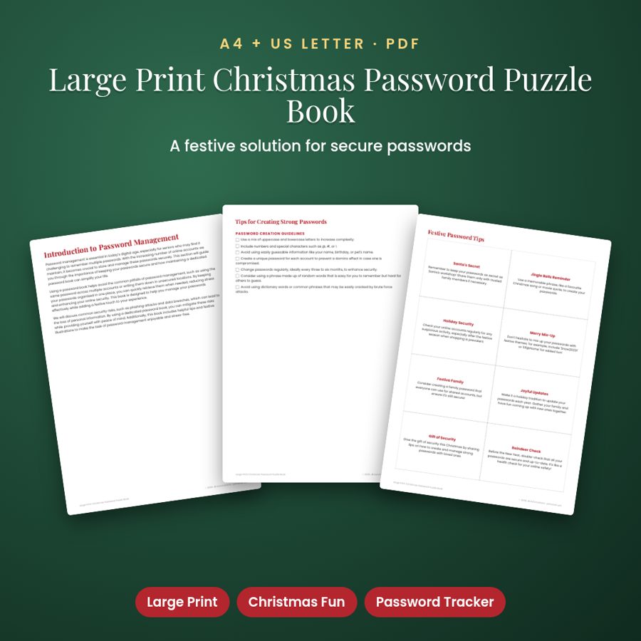 Large Print Christmas Password Puzzle Book