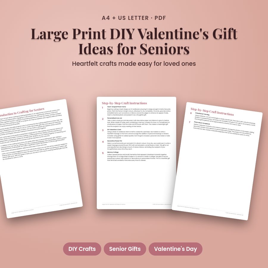 Large Print DIY Valentine's Gift Ideas for Seniors