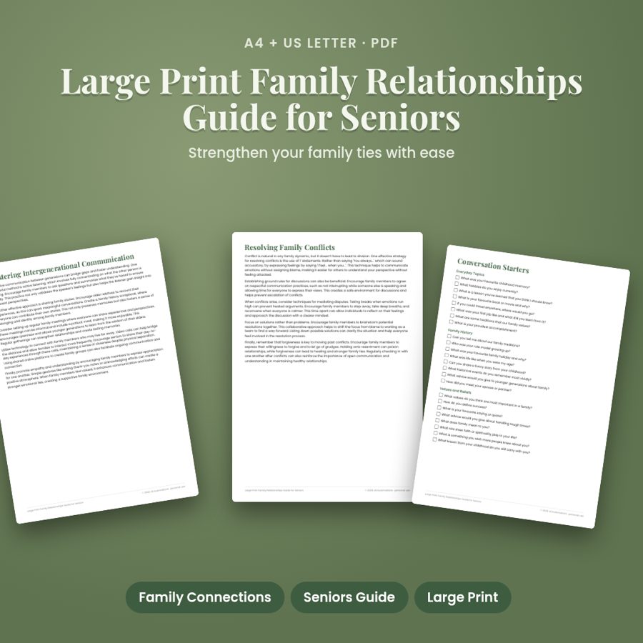 Large Print Family Relationships Guide for Seniors