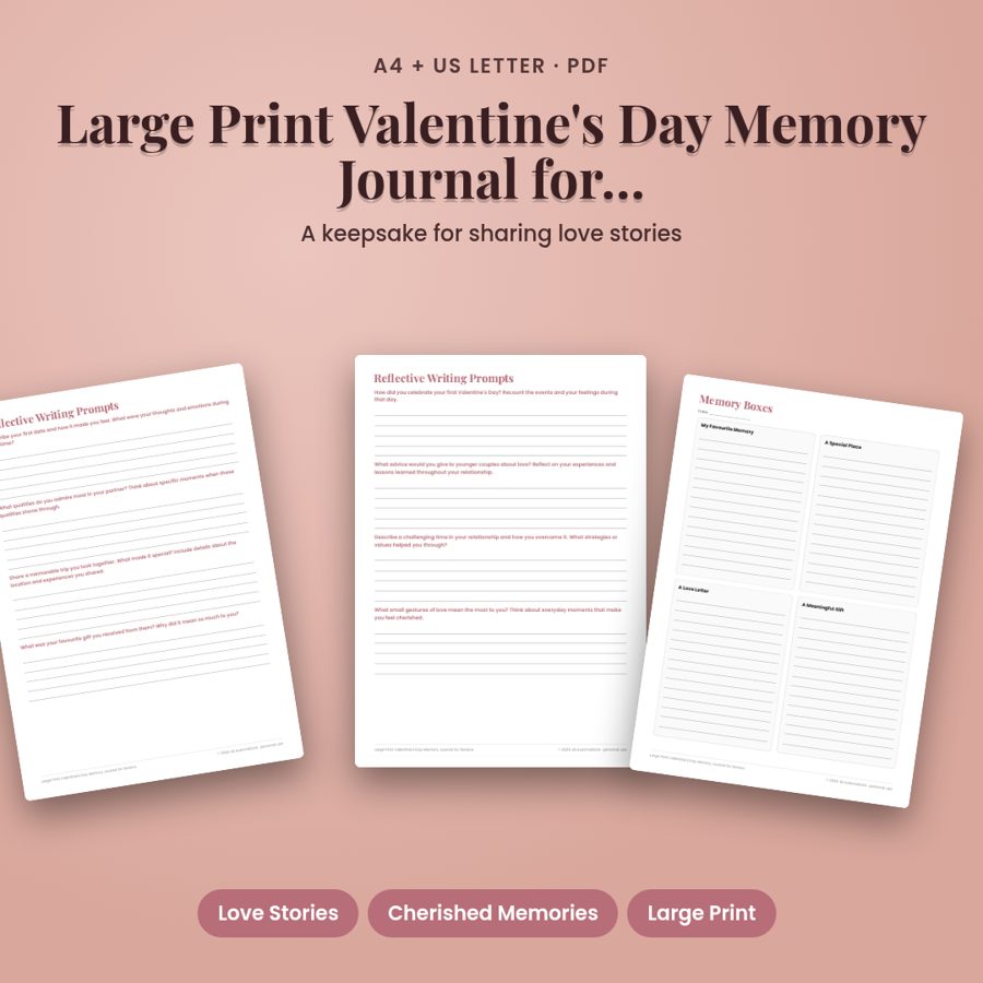 Large Print Valentine's Day Memory Journal for Seniors
