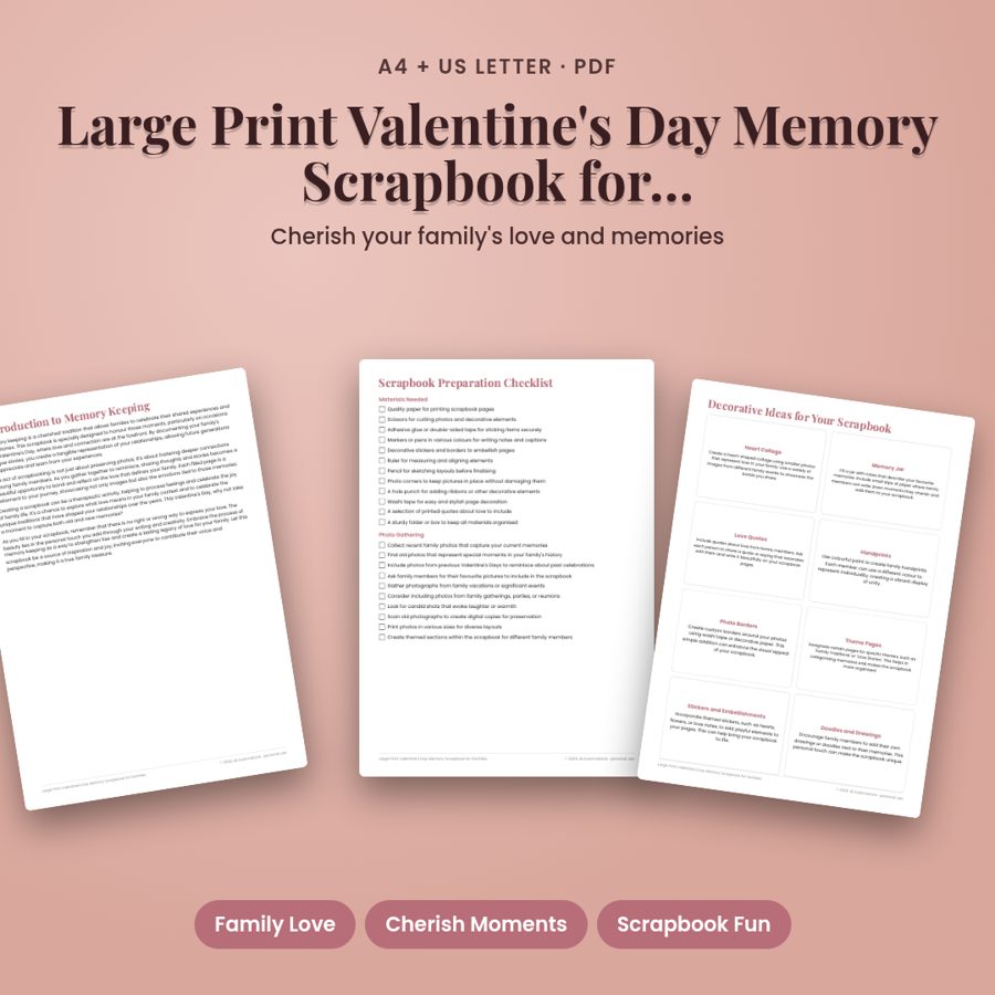 Large Print Valentine's Day Memory Scrapbook for Families