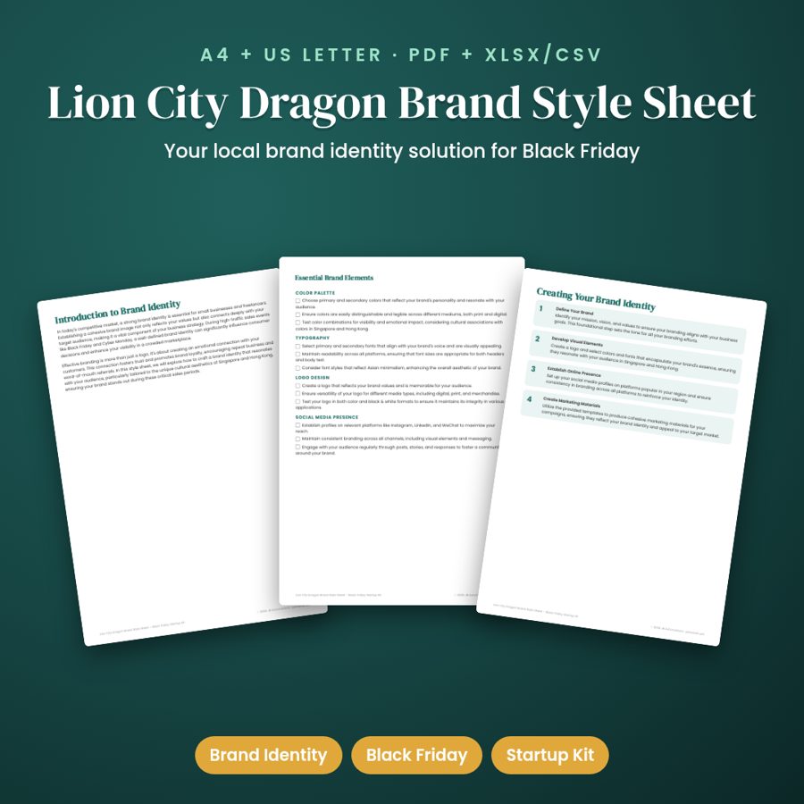 Lion City Dragon Brand Style Sheet – Black Friday Startup Kit