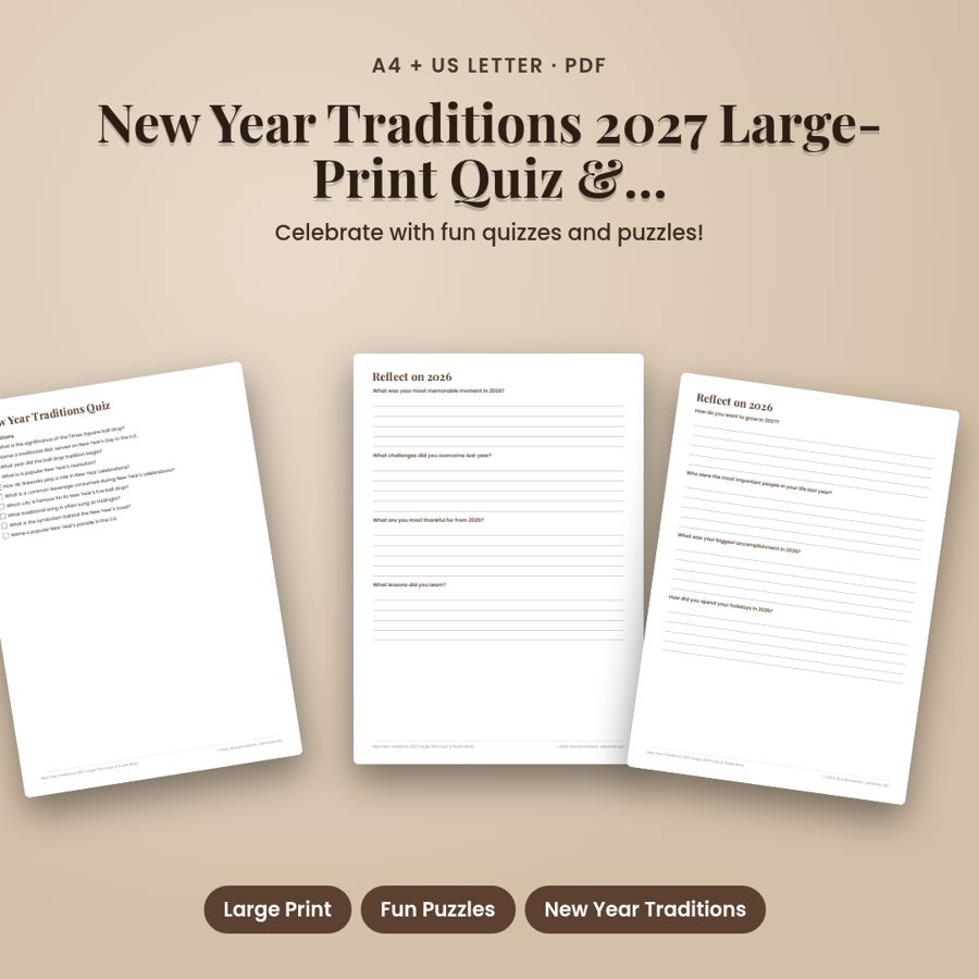 New Year Traditions 2027 Large-Print Quiz &amp; Puzzle Book