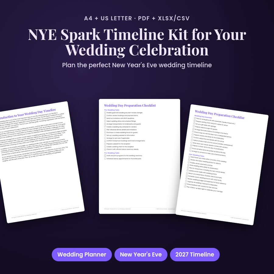 NYE Spark Timeline Kit for Your Wedding Celebration